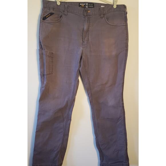 Ariat Pants Mens 40x34 Gray Rebar M4 Relaxed Straight Cargo Workwear Outdoor - Picture 1 of 12